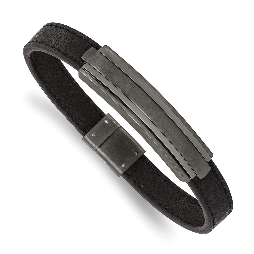 Chisel Stainless Steel Brushed and Polished Gun Metal IP-plated Black Rubber 8.5 inch Bracelet SRB2665-8.5