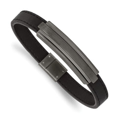 Chisel Stainless Steel Brushed and Polished Gun Metal IP-plated Black Rubber 8.5 inch Bracelet SRB2665-8.5