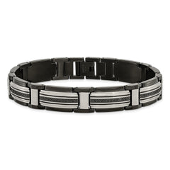 Chisel Stainless Steel Polished Black IP-plated with Black CZ 8.75 inch Link Bracelet SRB2668-8.75