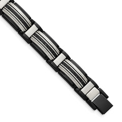 Chisel Stainless Steel Polished Black IP-plated with Black CZ 8.75 inch Link Bracelet SRB2668-8.75