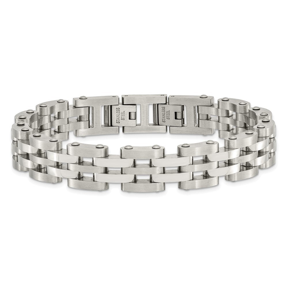 Chisel Stainless Steel Brushed and Polished 8.75 inch Link Bracelet SRB2669-8.75