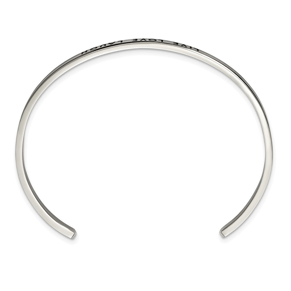 Chisel Stainless Steel Polished and Enameled with Crystal LIVE LOVE LAUGH 3mm Cuff Bangle SRB2670