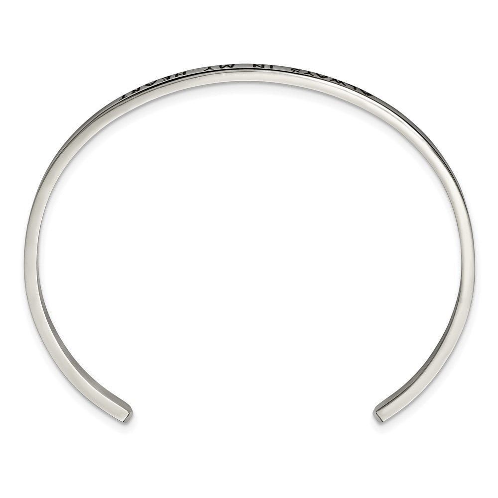 Chisel Stainless Steel Polished and Enameled with Crystal ALWAYS IN MY HEART 3mm Bangle SRB2672