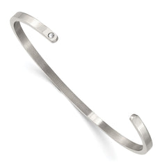 Chisel Stainless Steel Polished and Enameled with Crystal ALWAYS IN MY HEART 3mm Bangle SRB2672