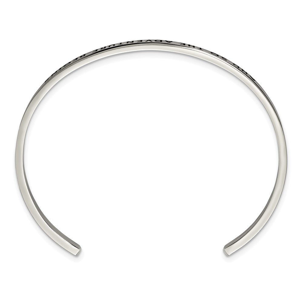 Chisel Stainless Steel Polished and Enameled with Crystal AND SO THE ADVENTURE BEGINS 3mm Bangle SRB2673