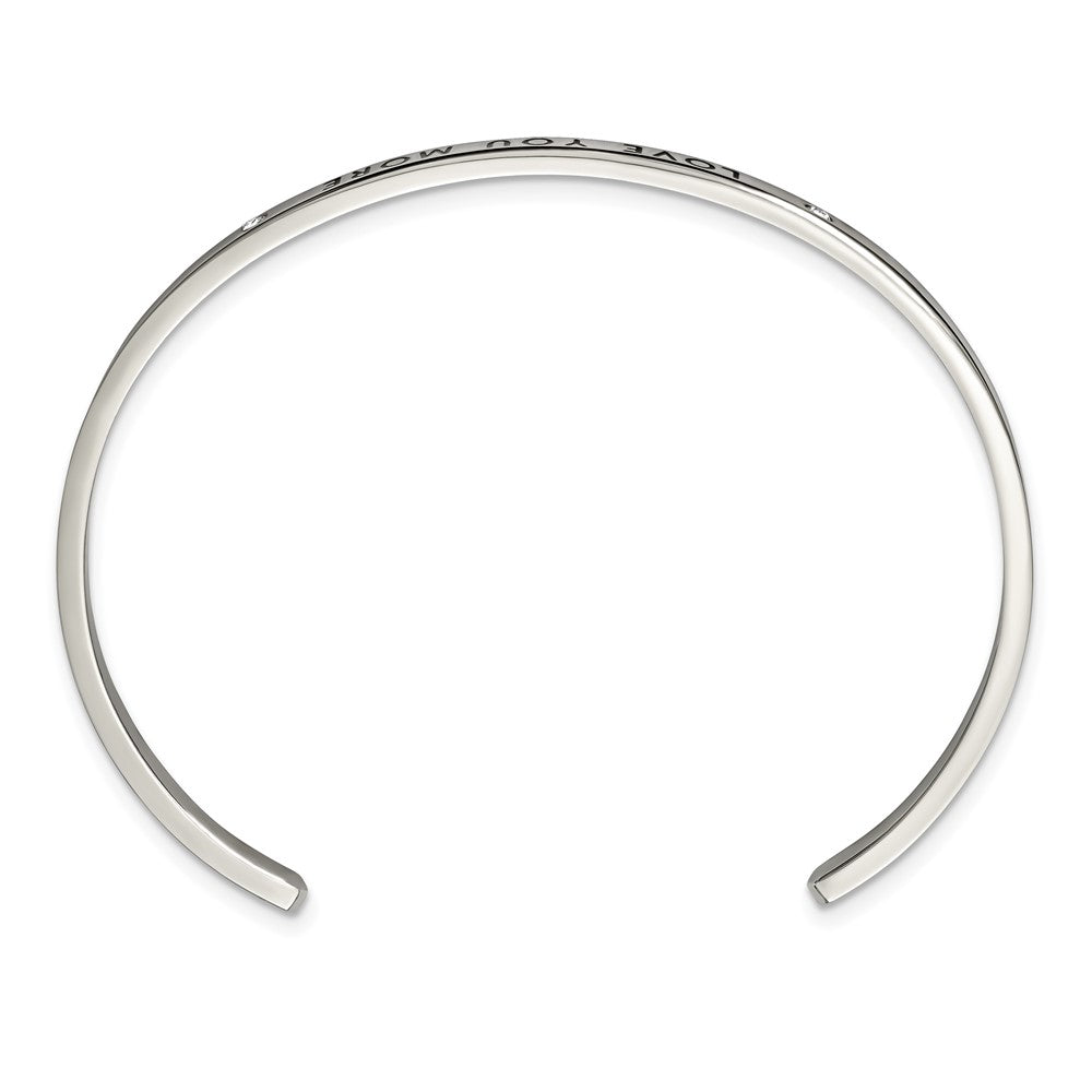 Chisel Stainless Steel Polished and Enameled with Crystal LOVE YOU MORE 3mm Cuff Bangle SRB2675