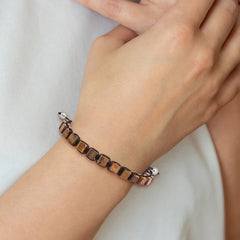 Chisel Stainless Steel Polished with Tiger's Eye Black Macrame Adjustable Bracelet SRB2705