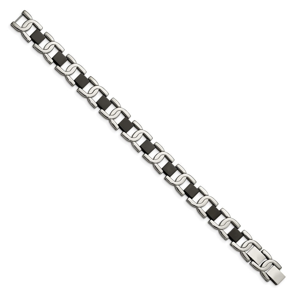 Chisel Stainless Steel Polished Black IP-plated 8 inch Fancy Link Bracelet SRB272-8