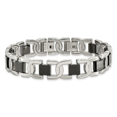 Chisel Stainless Steel Polished Black IP-plated 8 inch Fancy Link Bracelet SRB272-8