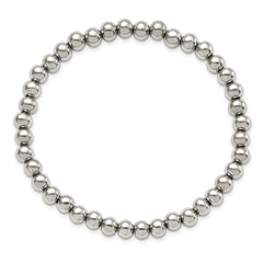 Chisel Stainless Steel Polished 6mm Beaded Stretch Bracelet SRB2741