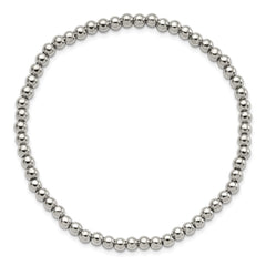 Chisel Stainless Steel Polished 4mm Beaded Stretch Bracelet SRB2744