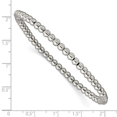 Chisel Stainless Steel Polished 4mm Beaded Stretch Bracelet SRB2744