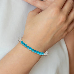 Chisel Stainless Steel Polished 6mm Synthetic Turquoise Beaded Stretch Bracelet SRB2747