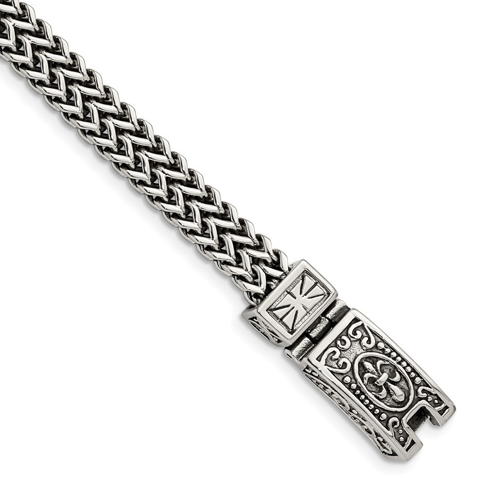 Chisel Stainless Steel Antiqued and Polished 8.5 inch 2-Strand Franco Link Bracelet SRB2766-8.5