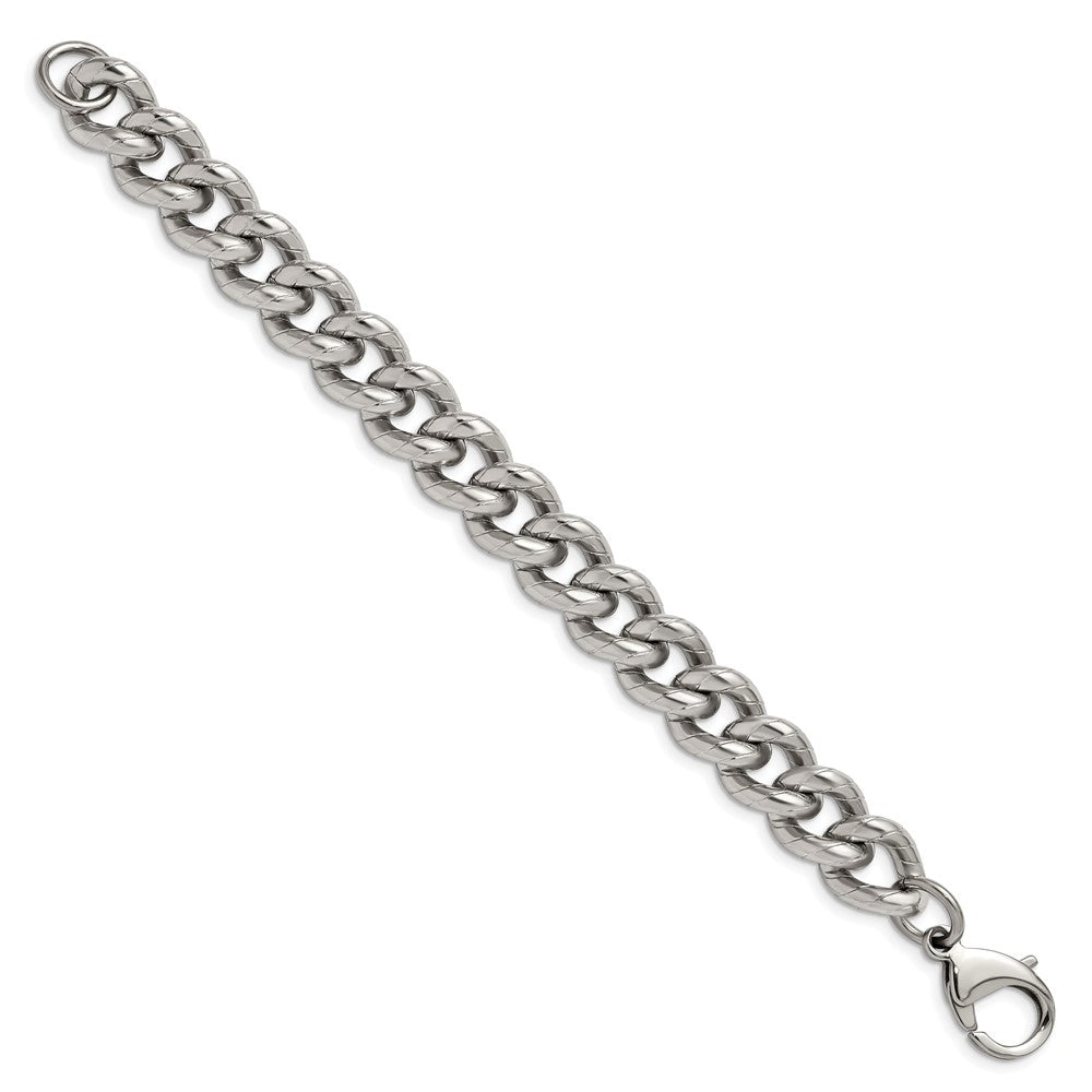 Chisel Stainless Steel Polished and Textured 14.5mm 8 inch Curb Bracelet SRB2772-8