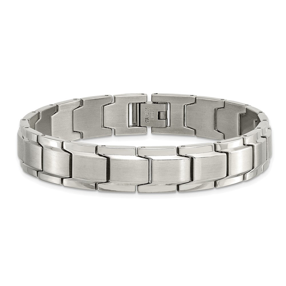 Chisel Stainless Steel Brushed and Polished 8.25 inch Link Bracelet SRB2777-8.25