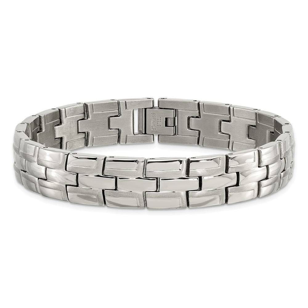 Chisel Stainless Steel Brushed and Polished 8.5 inch Link Bracelet SRB2778-8.5