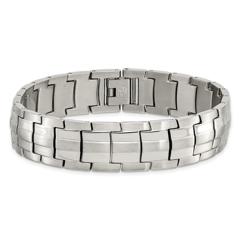 Chisel Stainless Steel Brushed and Polished 8.5 inch Link Bracelet SRB2779-8.5