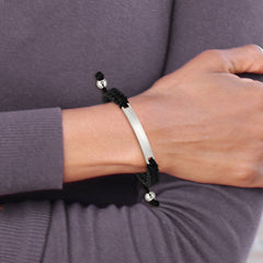 Chisel Stainless Steel Polished Black Nylon Adjustable ID Bracelet SRB2796