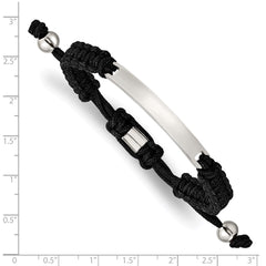 Chisel Stainless Steel Polished Black Nylon Adjustable ID Bracelet SRB2796