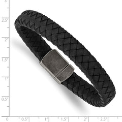 Chisel Stainless Steel Antiqued Black Braided Leather 8.25 inch Bracelet SRB2823-8.25