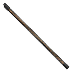 Chisel Stainless Steel Brushed Black IP-plated Black and Brown Braided Leather 8.25 inch Bracelet SRB2830-8.25