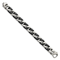 Chisel Stainless Steel Polished Black IP-plated 8.5 inch Curb Bracelet SRB2834-8.75