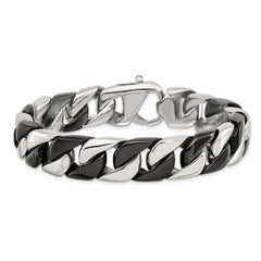 Chisel Stainless Steel Polished Black IP-plated 8.5 inch Curb Bracelet SRB2834-8.75