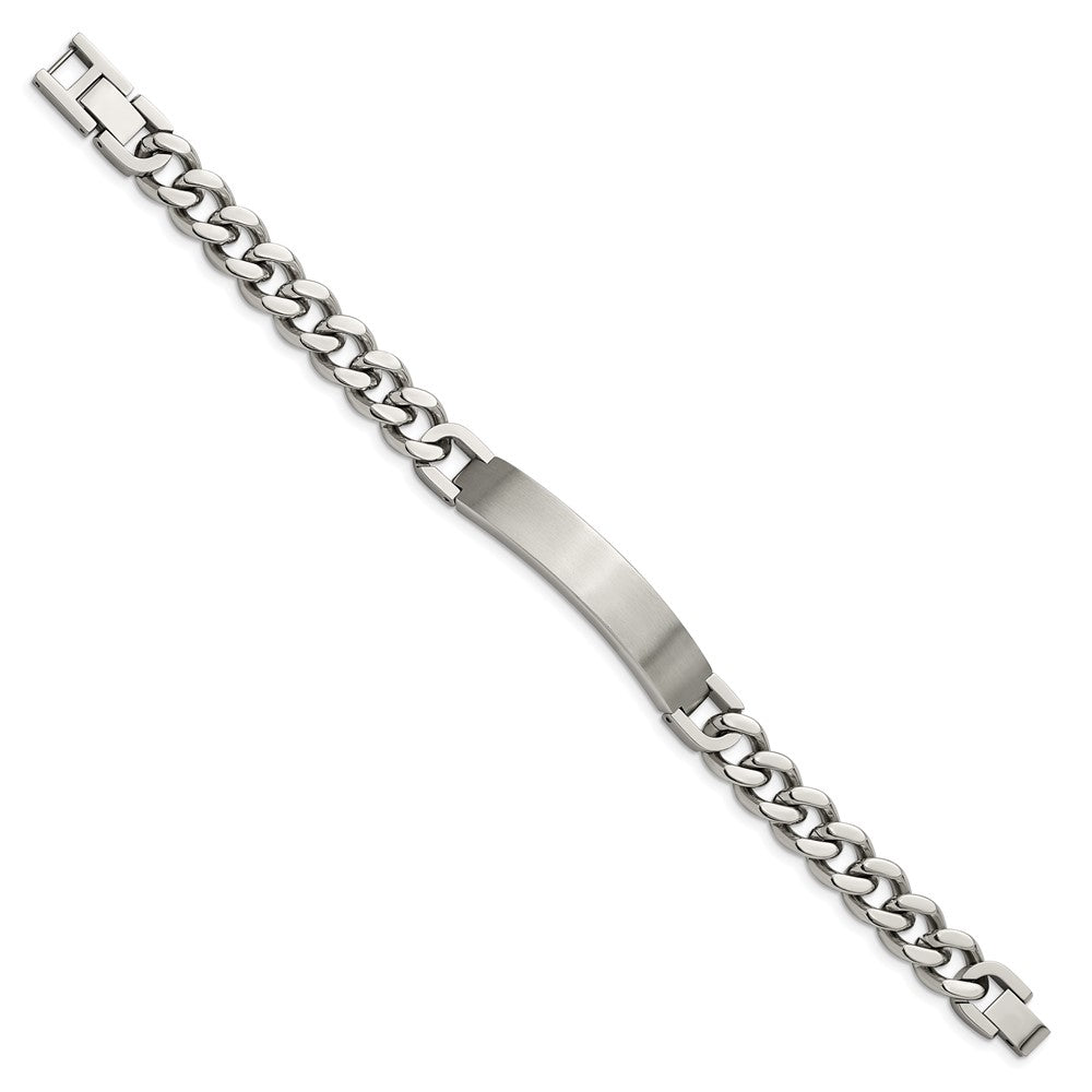Chisel Stainless Steel Brushed and Polished Curb Chain 8.5 inch ID Bracelet with .5 inch Extension SRB2835-8.5