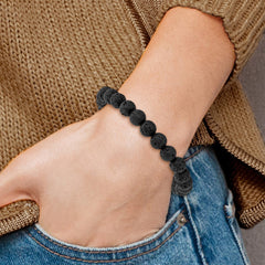 Chisel 8mm Volcanic Rock Agate Beaded Stretch Bracelet SRB2846