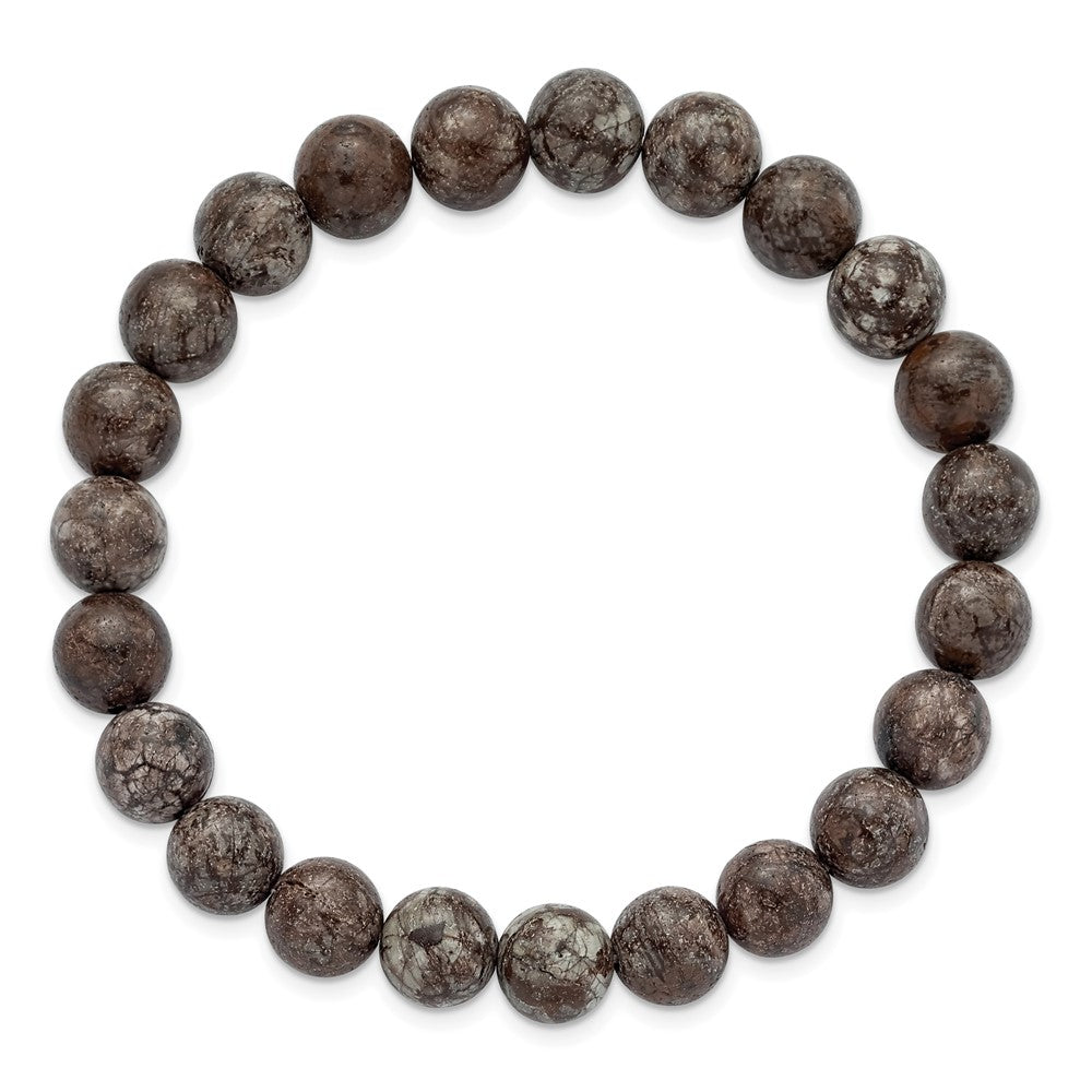 Chisel 8mm Grey Snowflake Agate Beaded Stretch Bracelet SRB2847