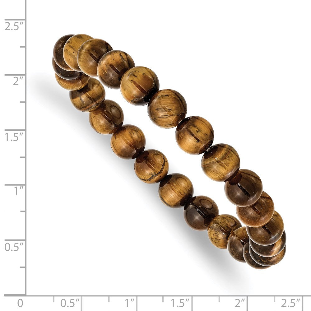 Chisel 8mm Yellow Tiger's Eye Agate Beaded Stretch Bracelet SRB2849