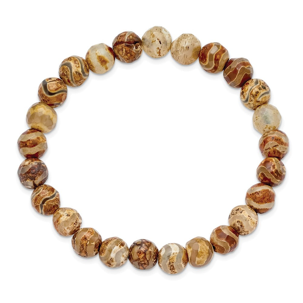 Chisel 8mm Celestial Pillar Agate Beaded Stretch Bracelet SRB2852