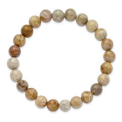 Chisel 8mm Chrysanthemum Agate Beaded Stretch Bracelet SRB2854