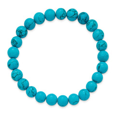 Chisel 8mm Blue Turquoise Agate Beaded Stretch Bracelet SRB2860