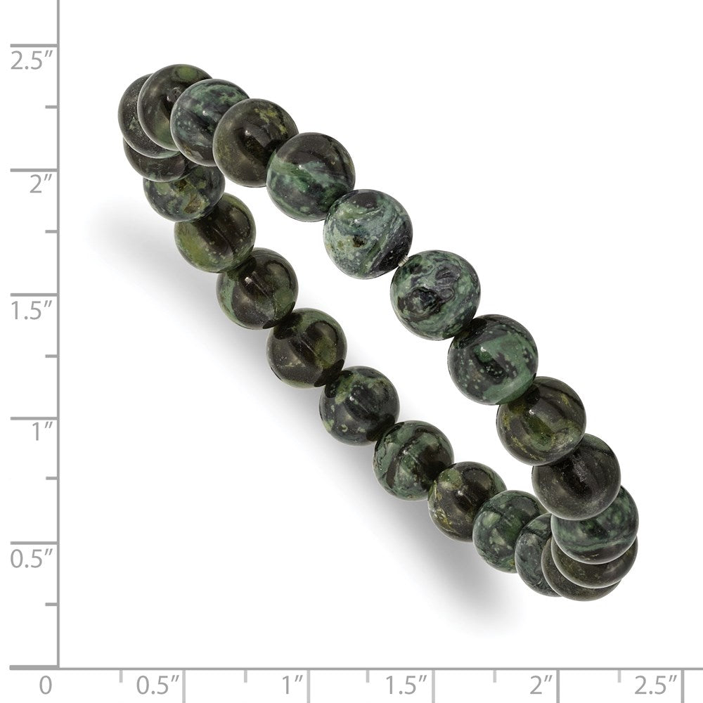Chisel 8mm Green Eye Agate Beaded Stretch Bracelet SRB2862
