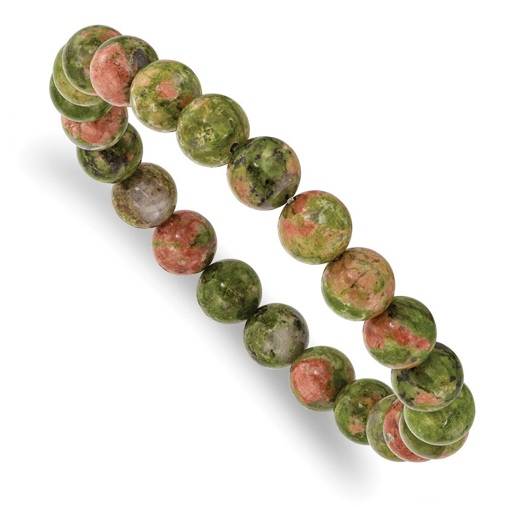 Chisel 8mm Unakite Agate Beaded Stretch Bracelet SRB2863