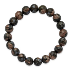 Chisel 10mm Black and Brown Agate Beaded Stretch Bracelet SRB2867