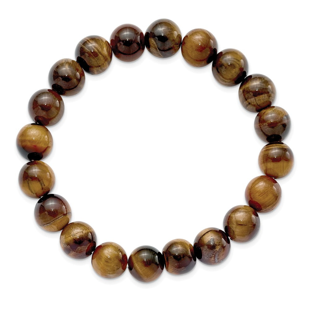 Chisel 10mm Yellow Tiger's Eye Agate Beaded Stretch Bracelet SRB2868