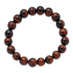 Chisel 10mm Red Tiger's Eye Agate Beaded Stretch Bracelet SRB2869