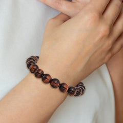 Chisel 10mm Red Tiger's Eye Agate Beaded Stretch Bracelet SRB2869