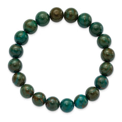 Chisel 10mm Green Eye Agate Beaded Stretch Bracelet SRB2870