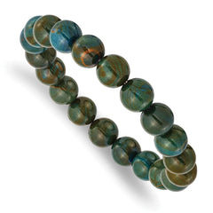 Chisel 10mm Green Eye Agate Beaded Stretch Bracelet SRB2870