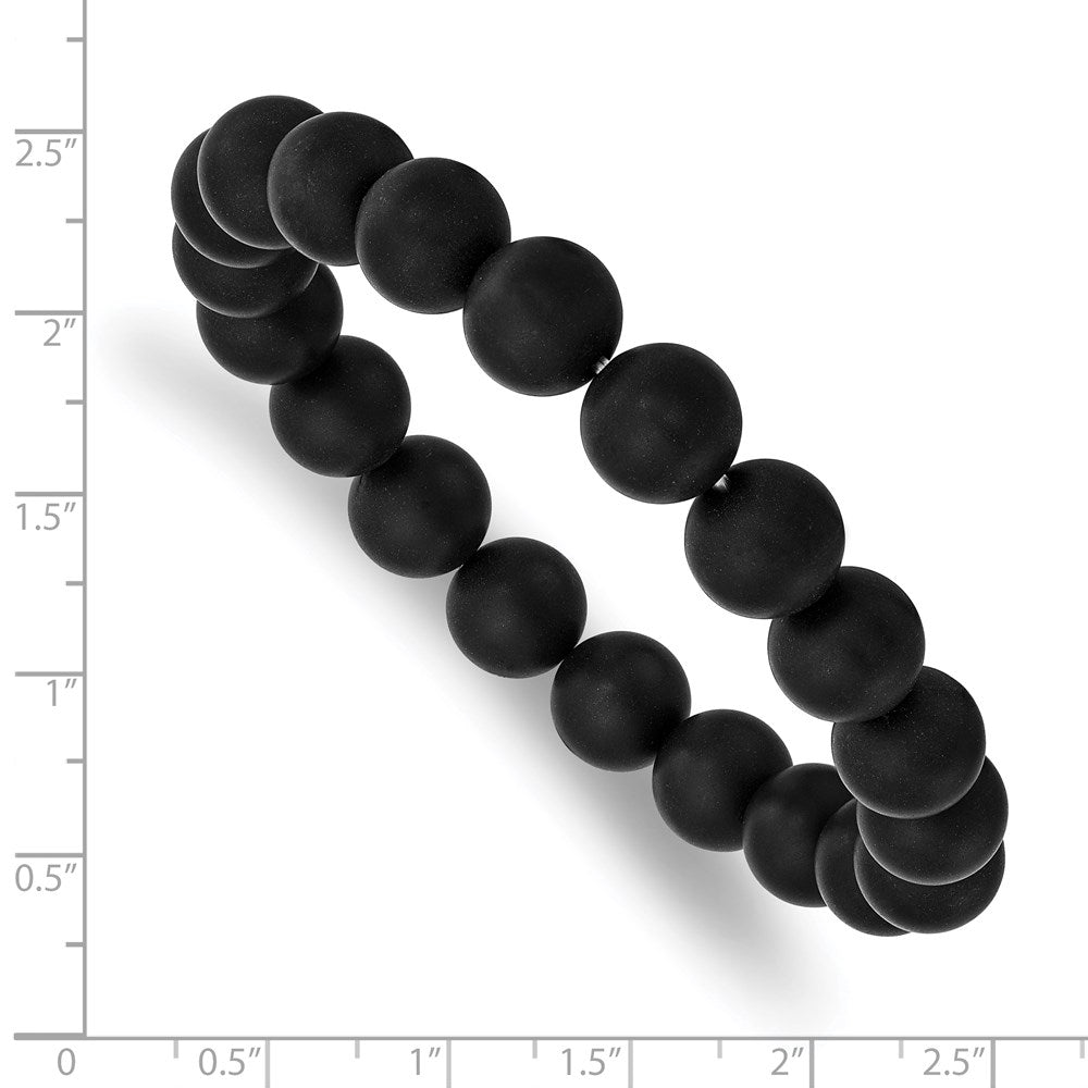 Chisel 10mm Black Agate Beaded Stretch Bracelet SRB2872
