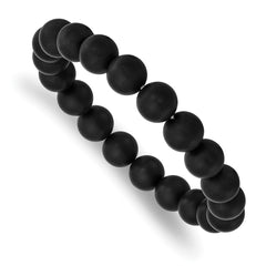 Chisel 10mm Black Agate Beaded Stretch Bracelet SRB2872