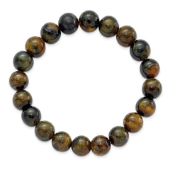 Chisel 10mm Blue and Yellow Tiger's Eye Agate Beaded Stretch Bracelet SRB2873