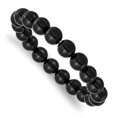Chisel 10mm Black Agate Beaded Stretch Bracelet SRB2874