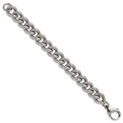 Chisel Stainless Steel Polished and Textured 14.5mm 8.25 inch Curb Bracelet SRB2876-8.25