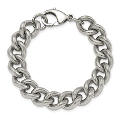 Chisel Stainless Steel Polished and Textured 14.5mm 8.25 inch Curb Bracelet SRB2876-8.25