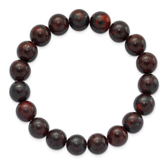 Chisel 10mm Black and Red Agate Beaded Stretch Bracelet SRB2878